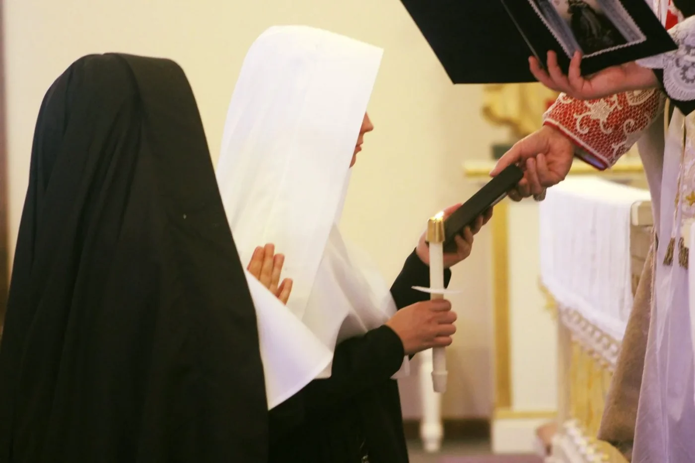 A novice during a ceremony in the convent chapel.