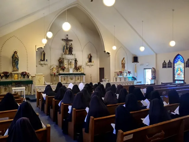 The community gathered in the chapel.