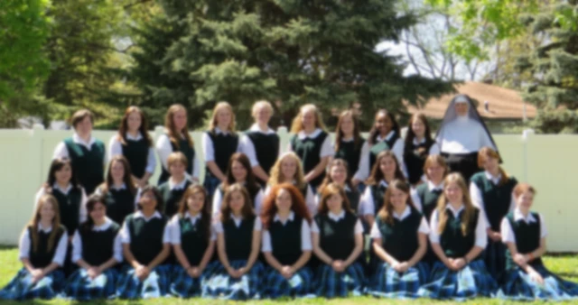 Boarding students with a CMD Sister at Mater Dei Academy.